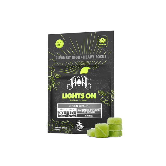 Lights On Green Crack: 2:1 THC|THCv Energy Gummies